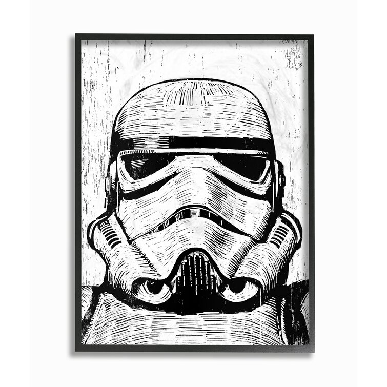 Ebern Designs Star Wars Stormtrooper Distressed Wood Etching Framed Print Reviews Wayfair